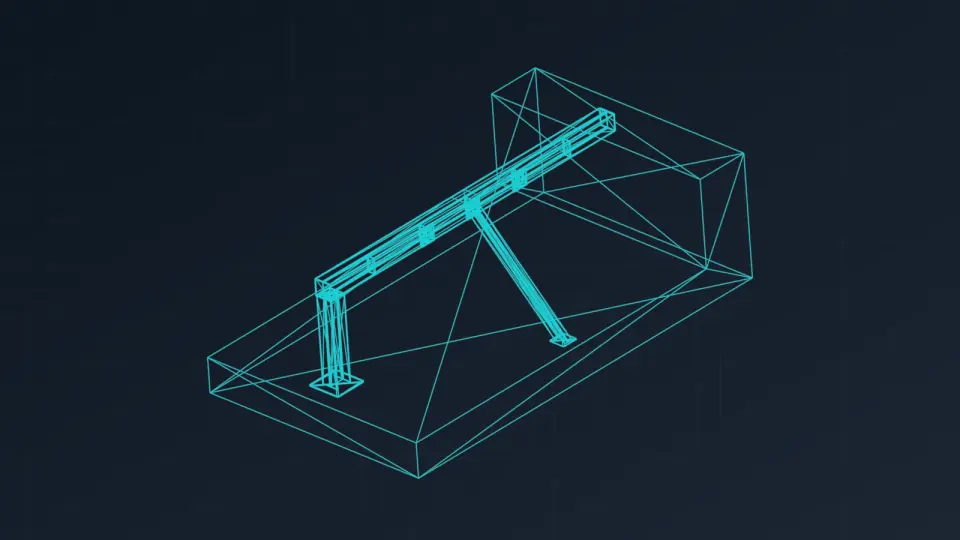 CAD model view of an industrial support frame